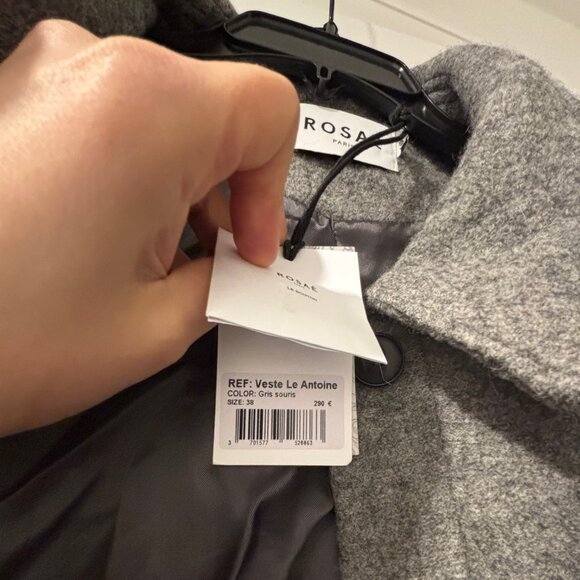 Rosaé Paris Le Antoine Wool Jacket in Mouse Grey Wool - Size 38 Brand New NWT - Picture 2 of 6